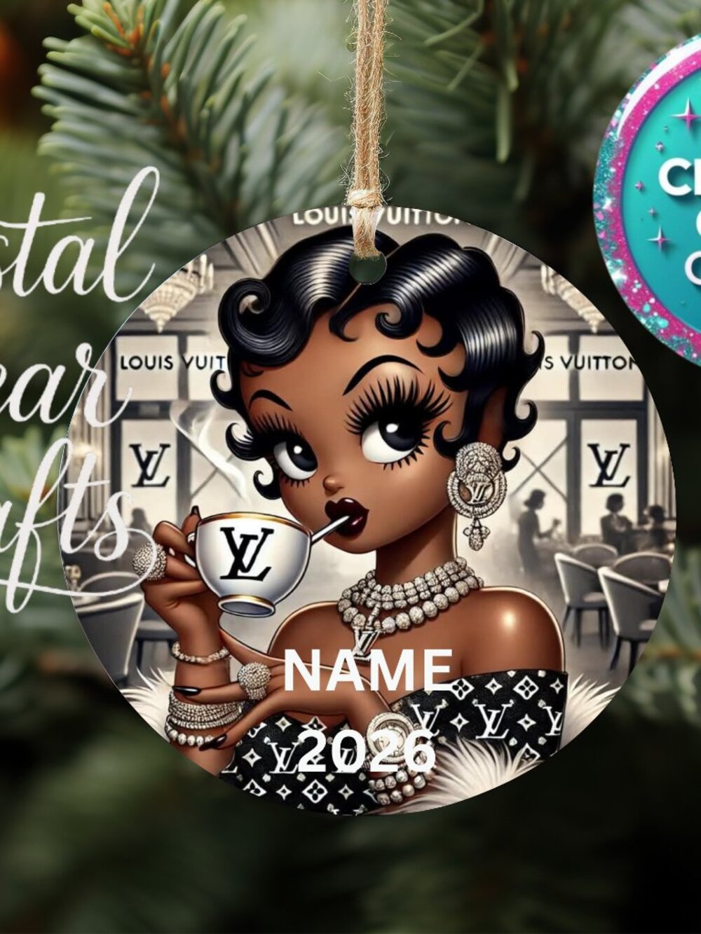 LV 3" Wood Ornament